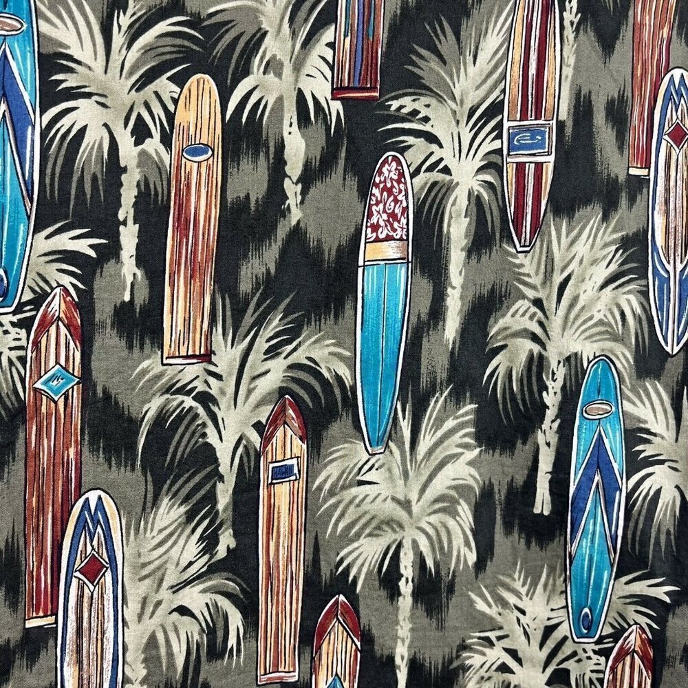 Kalaheo Mens Surfboard Palm Trees Hawaiian Shirt Green Large - Picture 4 of 8